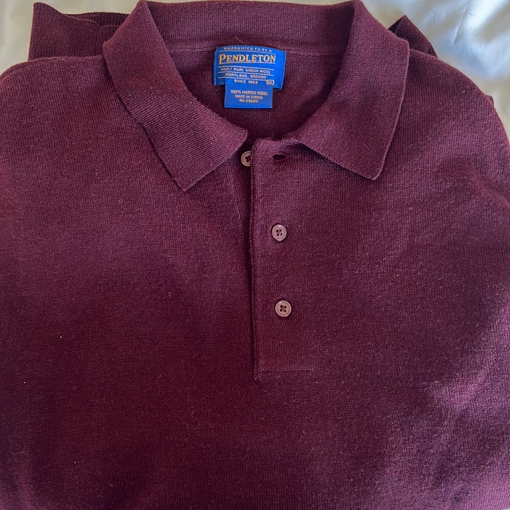 Pendleton Wool Long Sleeve Polo Sweater